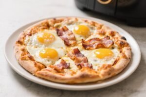 Air Fryer Breakfast Pizza With Eggs and Bacon