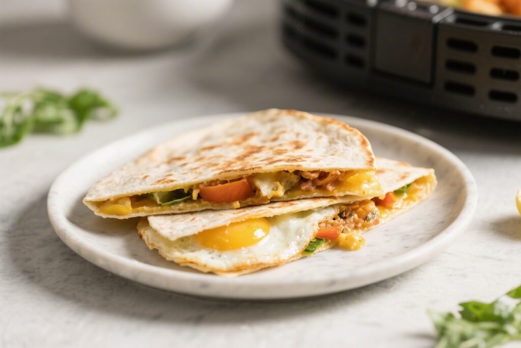 10 Minute Air Fryer Breakfast Quesadilla