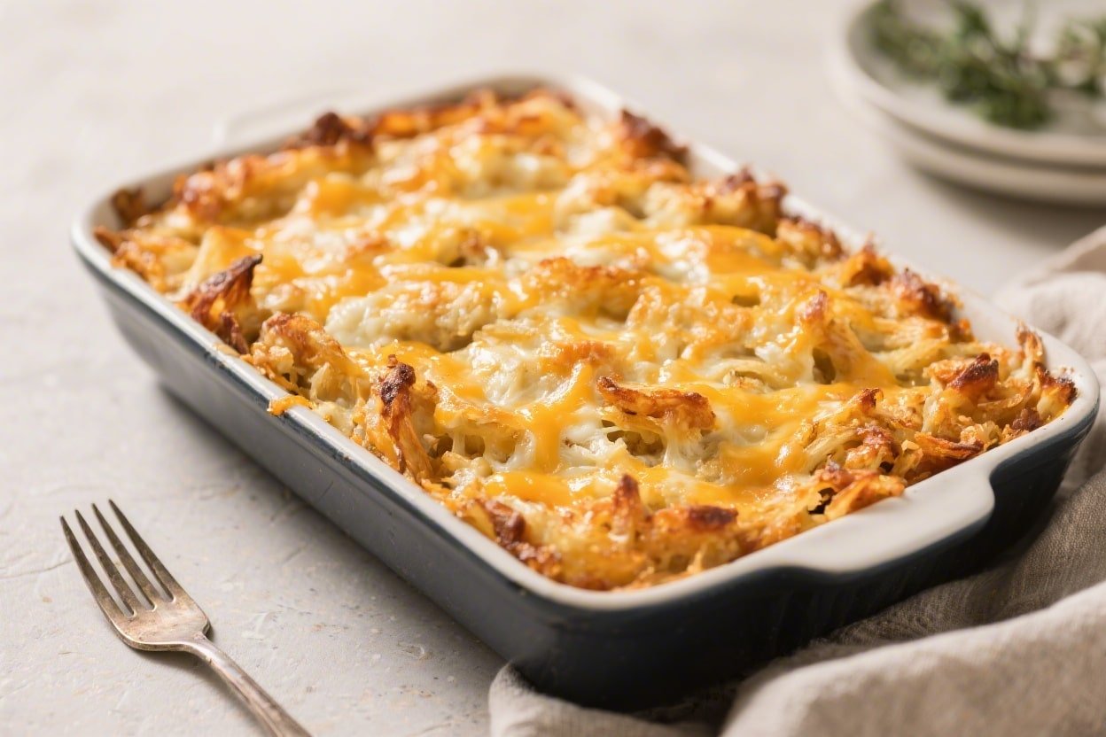 Cheesy Air Fryer Hash Brown Breakfast Casserole
