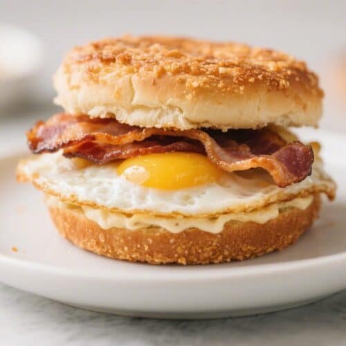 Crispy Air Fryer Breakfast Sandwich With Egg and Bacon