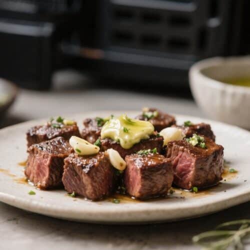 Air Fryer Keto Steak Bites With Garlic Butter