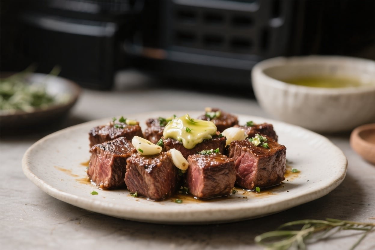 Air Fryer Keto Steak Bites With Garlic Butter