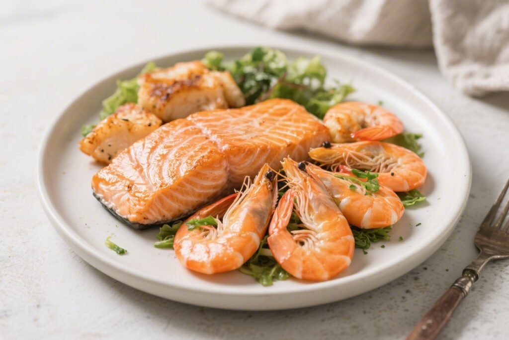 Air Fryer Salmon and Shrimp Combo
