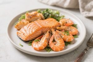 Air Fryer Salmon and Shrimp Combo