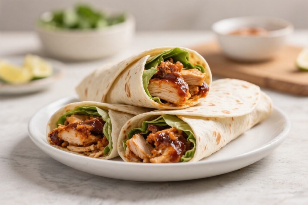Air Fryer BBQ Chicken Wraps