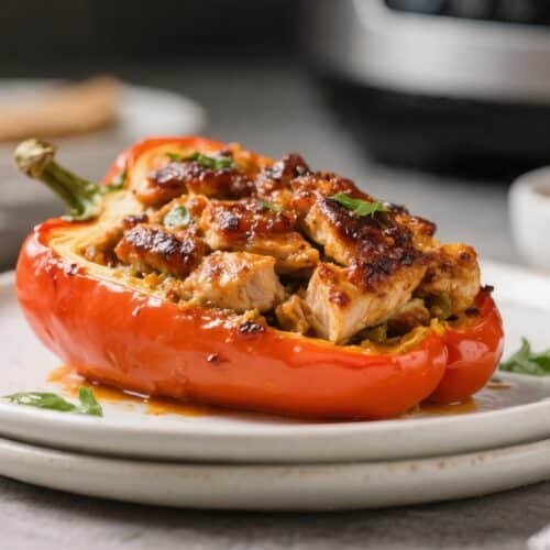 Air Fryer BBQ Chicken Stuffed Peppers