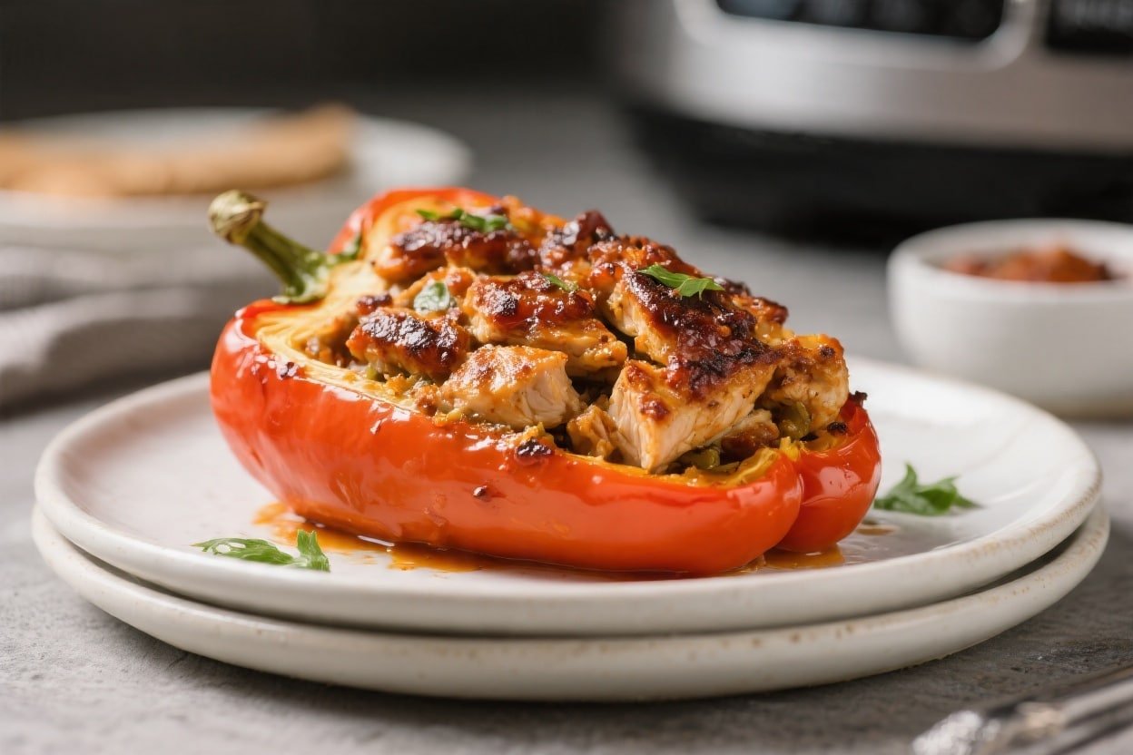 Air Fryer BBQ Chicken Stuffed Peppers
