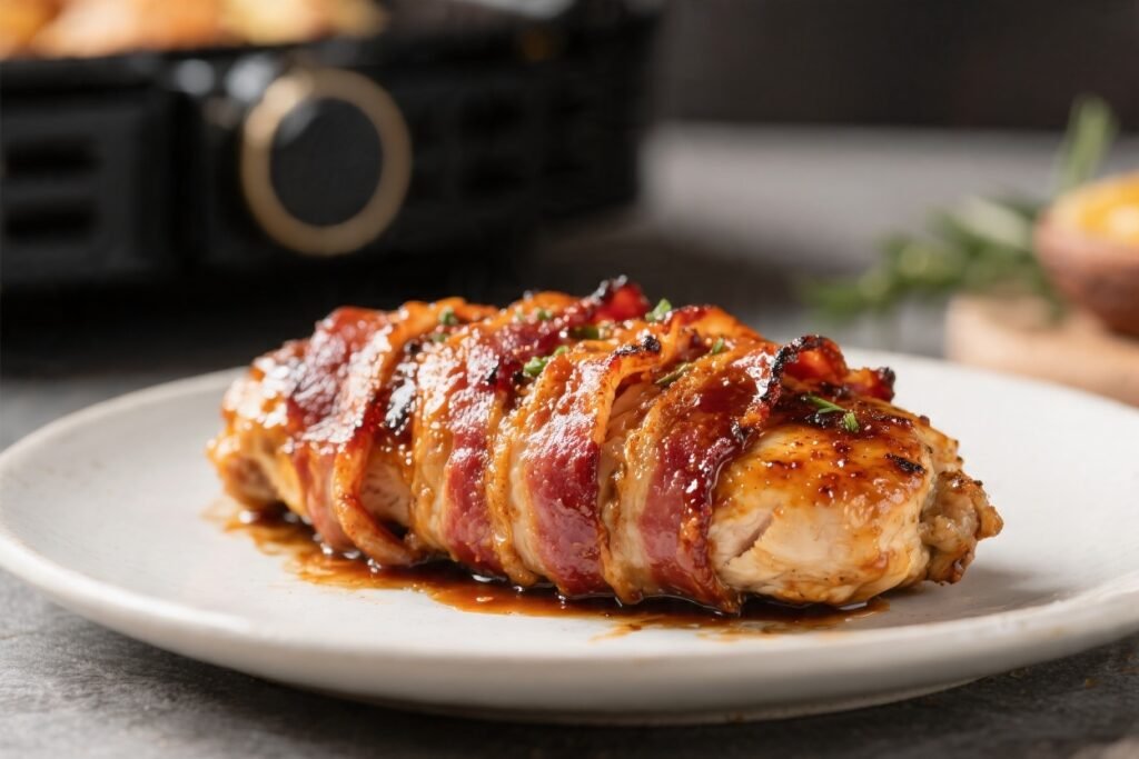 Air Fryer BBQ Bacon Wrapped Chicken
