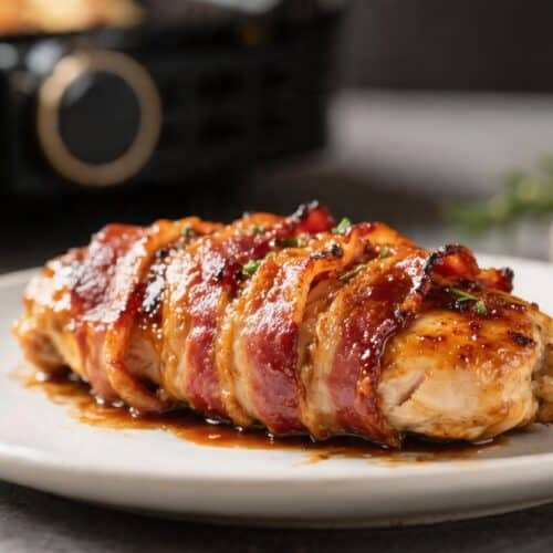 Air Fryer BBQ Bacon Wrapped Chicken