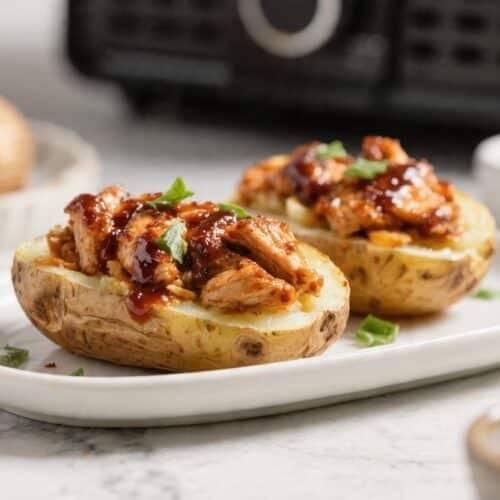 Air Fryer BBQ Chicken Stuffed Potatoes