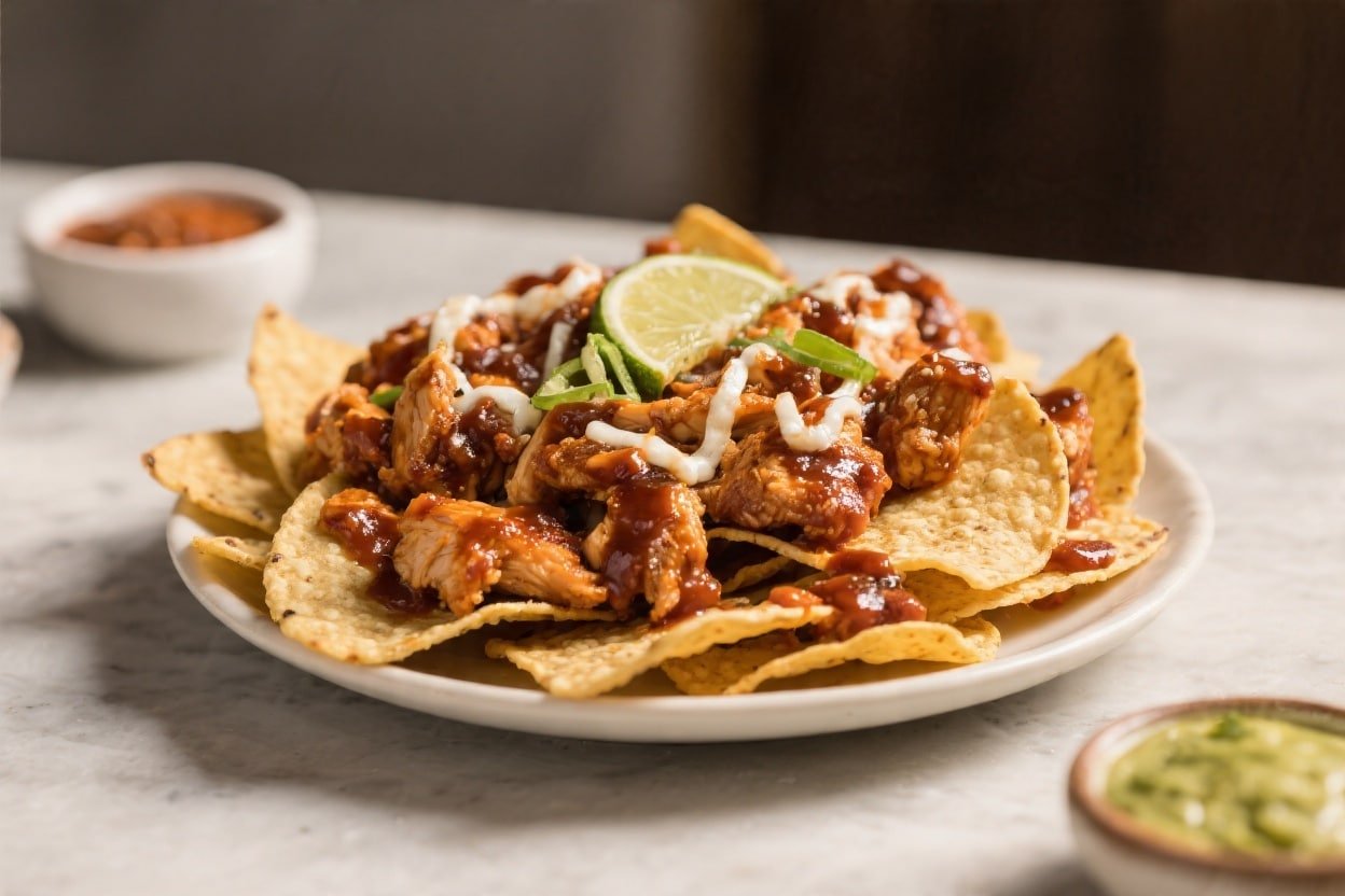 Air Fryer BBQ Chicken Nachos