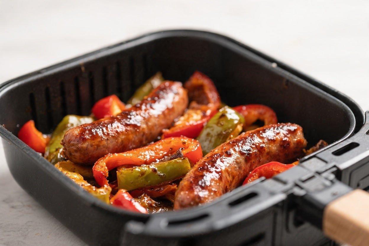 Air Fryer BBQ Sausage and Peppers