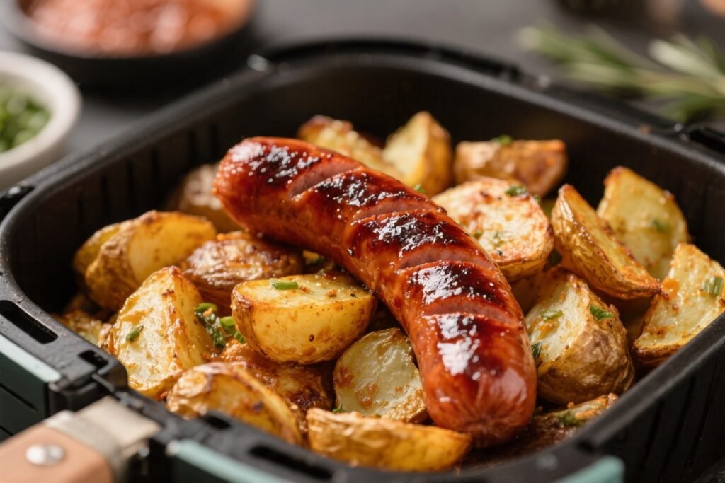 Air Fryer BBQ Sausage and Potatoes