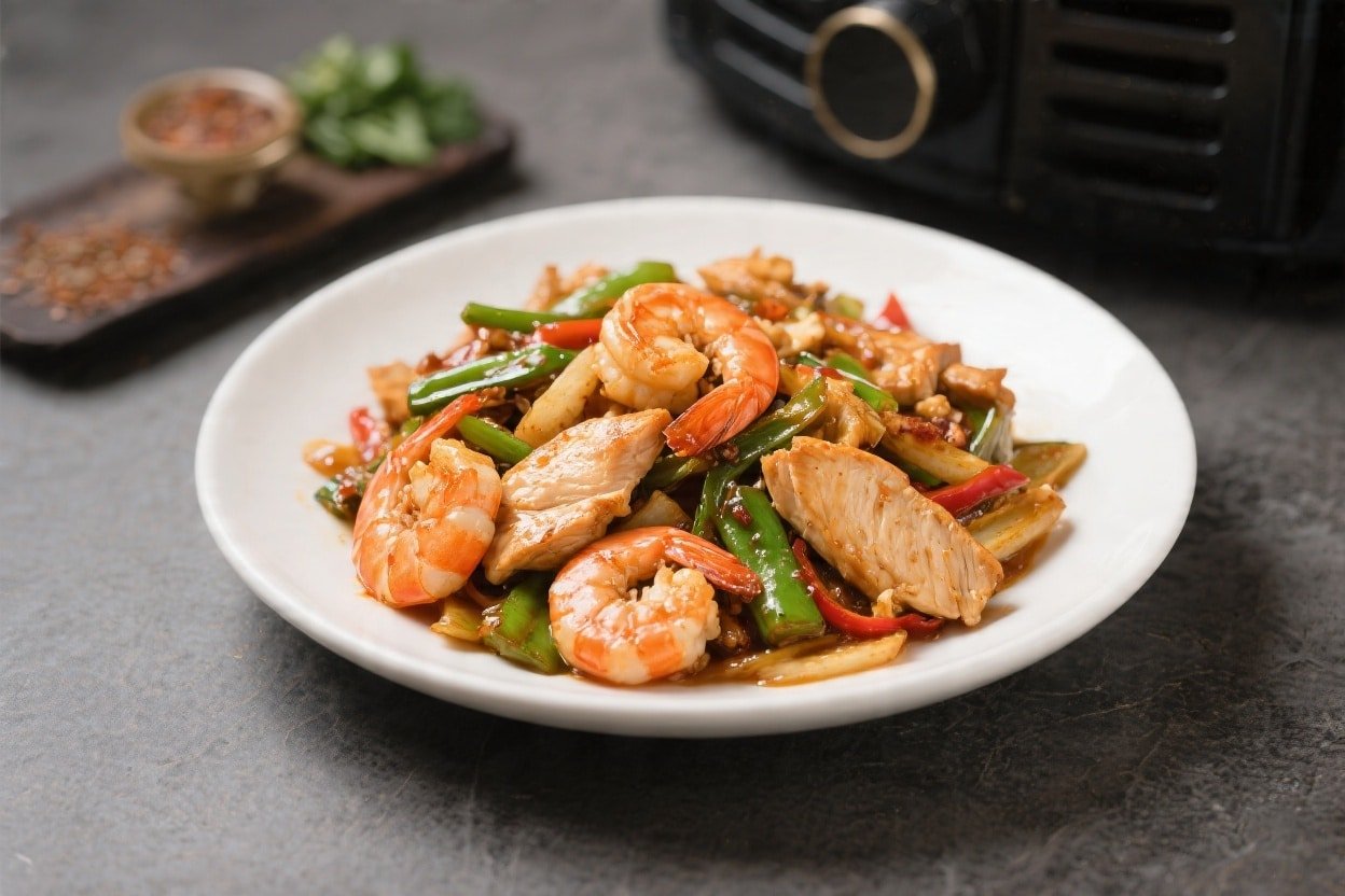 Chicken and Shrimp Air Fryer Stir Fry