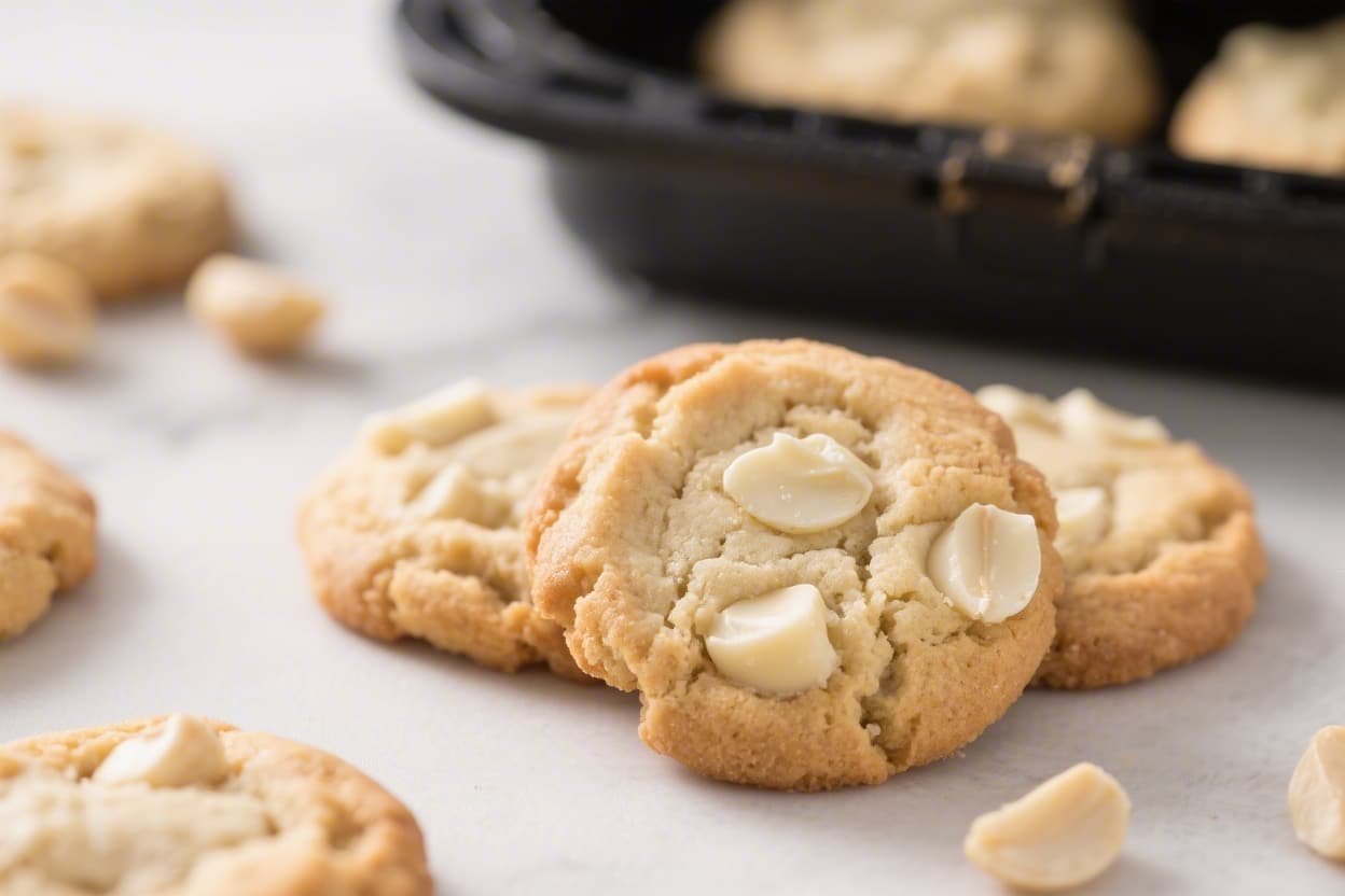Air Fryer White Chocolate Macadamia Cookies
