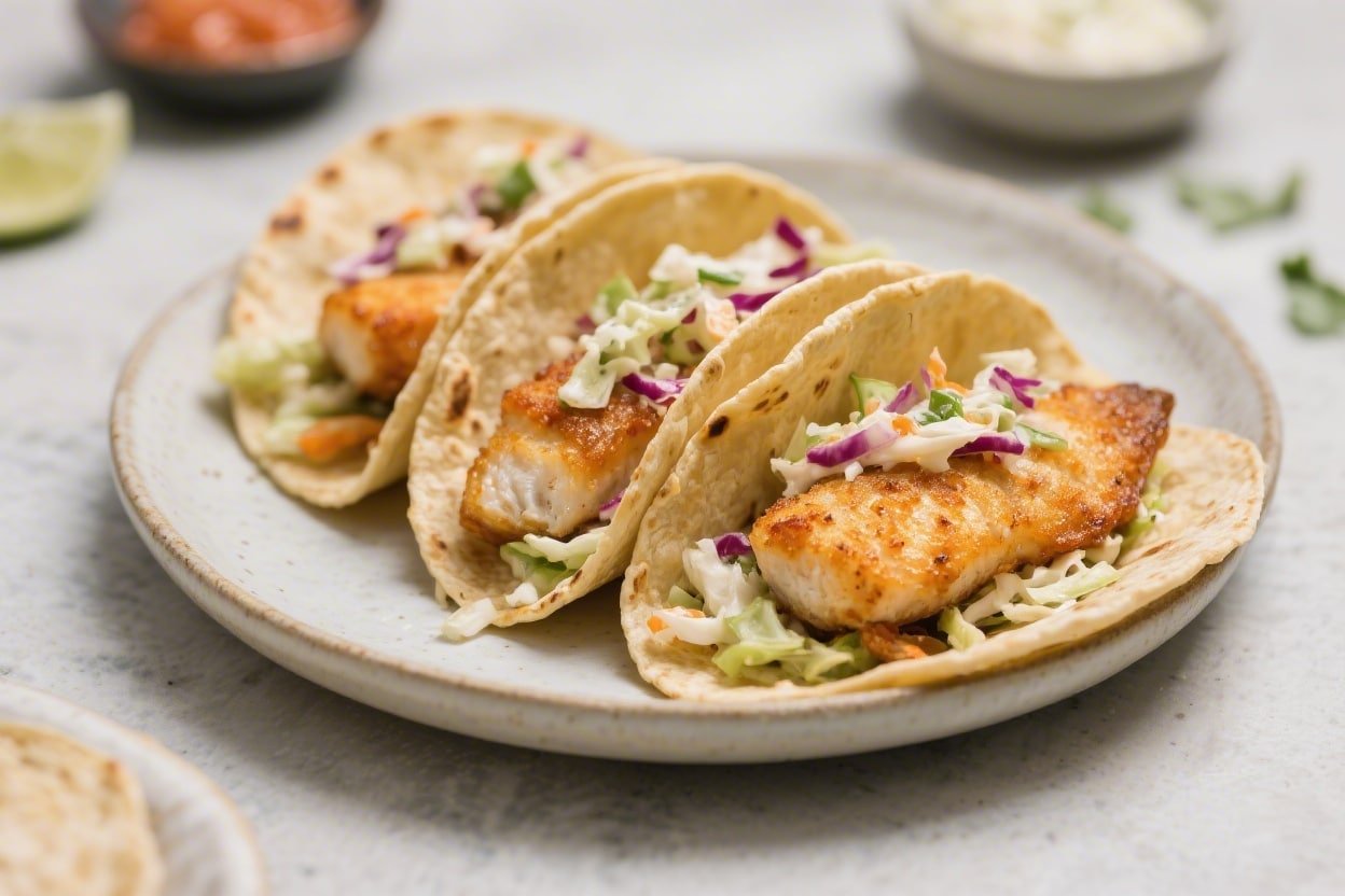 Air Fryer Fish Tacos with Slaw