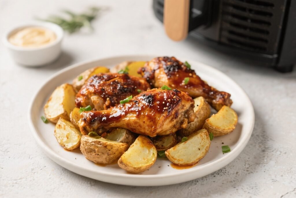 Air Fryer BBQ Chicken and Potatoes