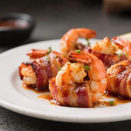 Air Fryer BBQ Bacon Wrapped Shrimp