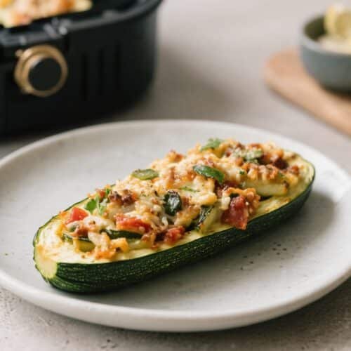 Keto Air Fryer Stuffed Zucchini Boats