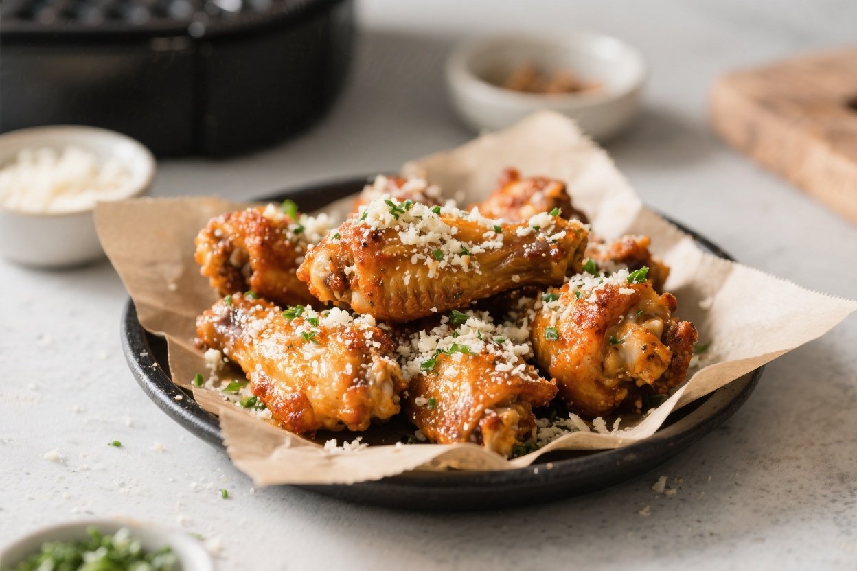 Air Fryer Chicken Wings With Garlic Parmesan