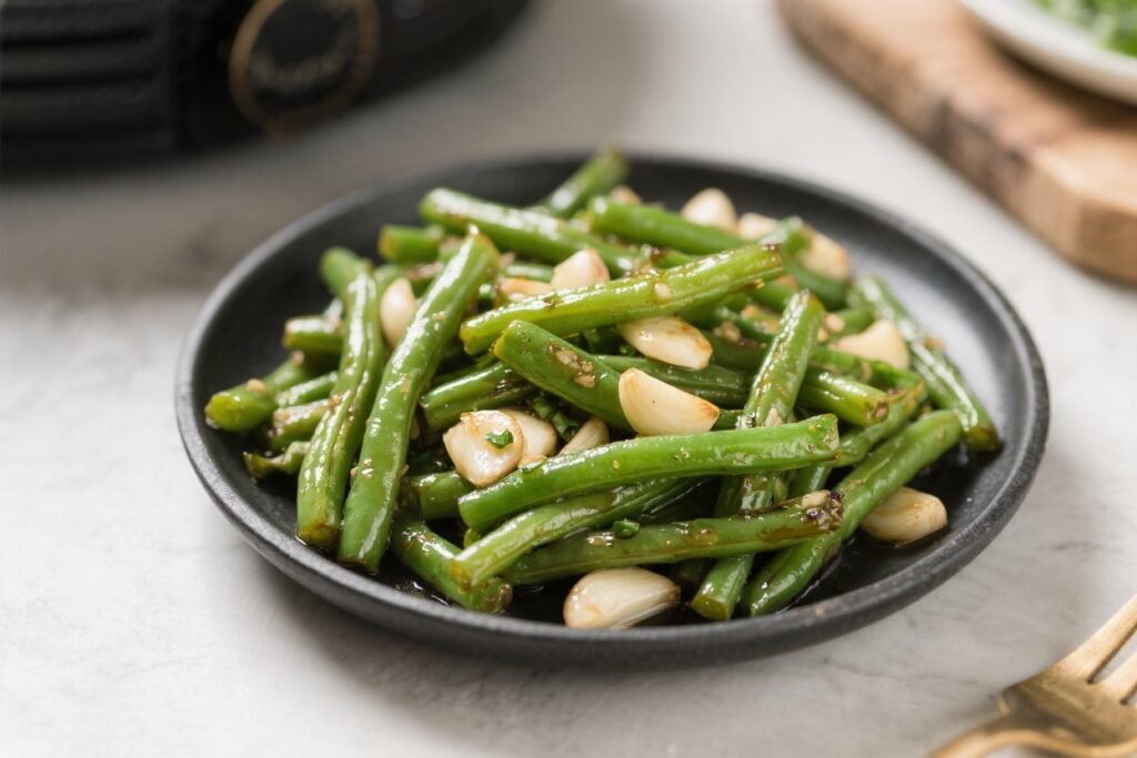 Keto Air Fryer Green Beans With Garlic